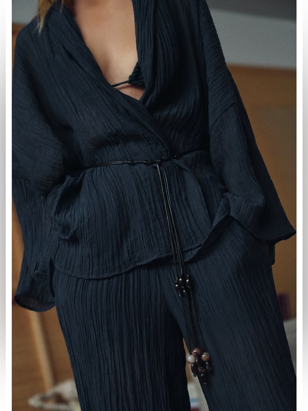 ZARA WRINKLED EFFECT SEMI-SHEER JACKET